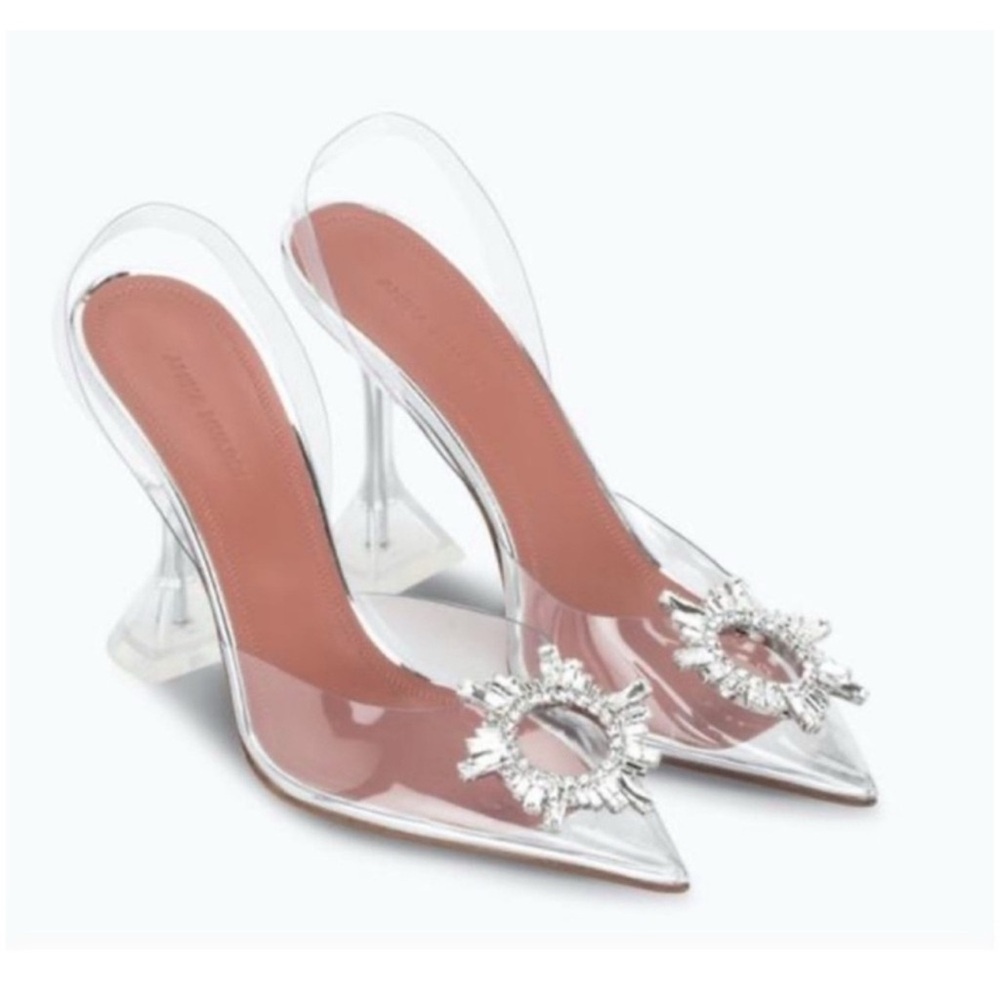 Amina Muaddi Begum Clear Crystal Slingback Pumps 36.5=6.5